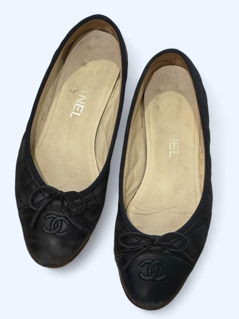 Chanel Black Quilted Leather Ballerina Flats